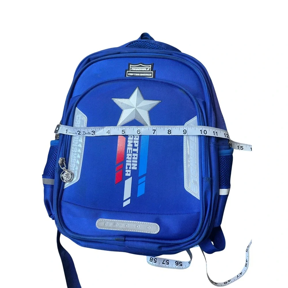 Marvel Captain America Kids Backpack Blue Superhero School Bag Star Assemble